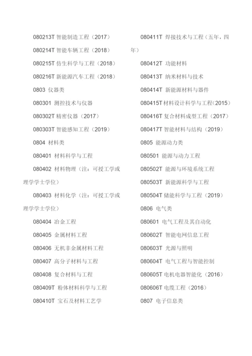 普通高等学校本科专业目录（2020年版）.docx