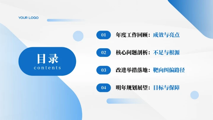 蓝色简约商务风年终总结汇报PPT模板