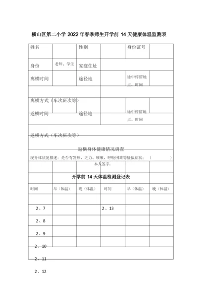 开学前14天健康体温监测表.docx