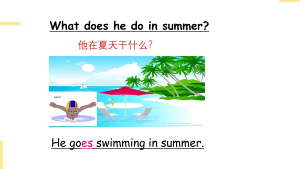 Module 9 Unit 2 What does he do in summer  课件(共27张