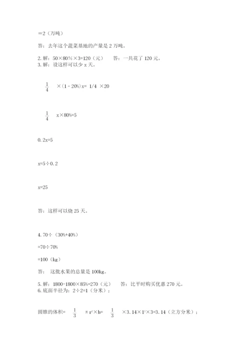 苏教版数学六年级下册试题期末模拟检测卷附完整答案【全国通用】.docx