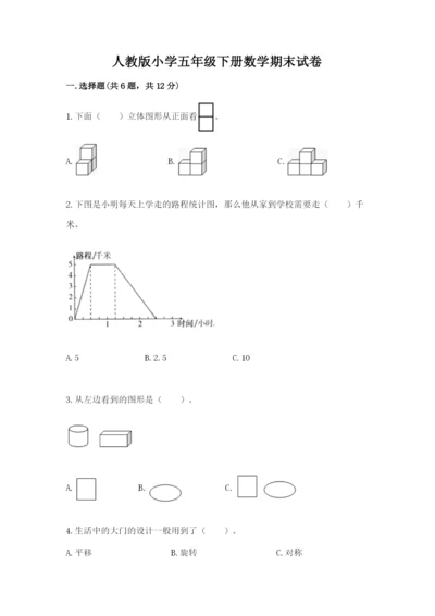 人教版小学五年级下册数学期末试卷a4版可打印.docx