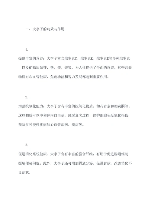 大李子吃法和功效与作用