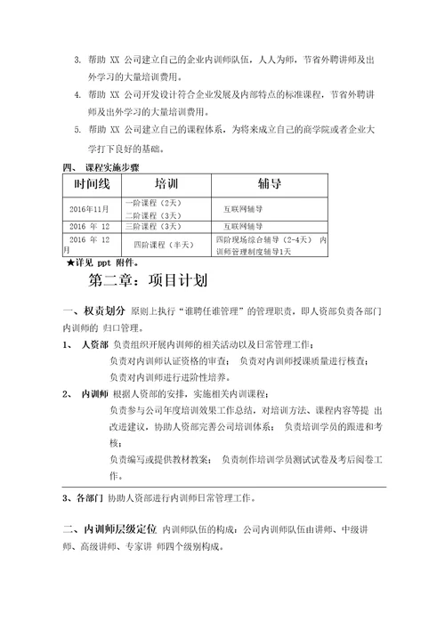 企业内训师培养计划方案