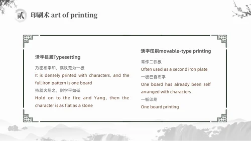 灰色水墨风中国四大发明英文介绍课件PPT