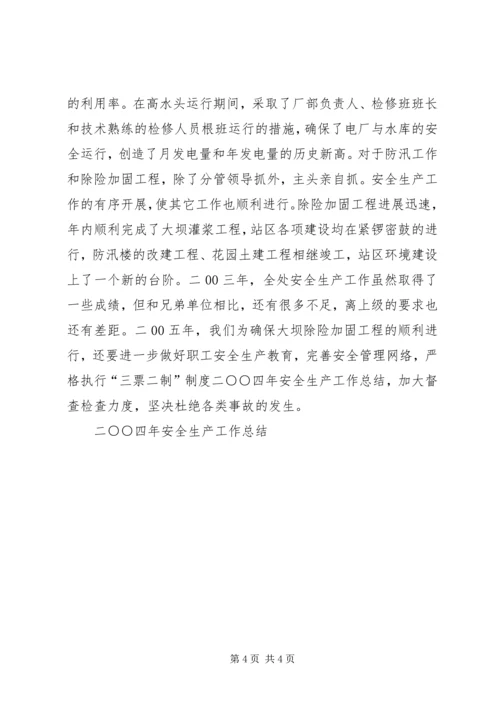 二○○四年安全生产工作总结.docx