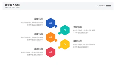 简约六边形流程关系5项PPT图文页