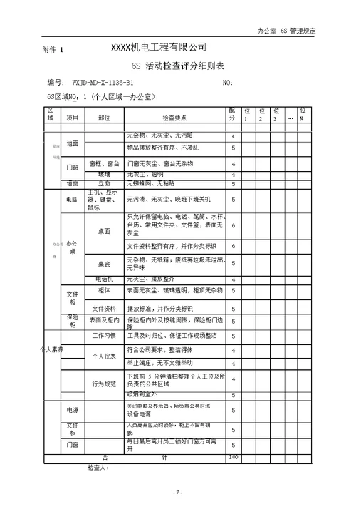 机电公司办公室6S管理规定