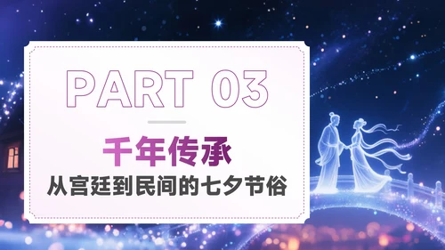 梅红色中国风七夕文化星河鹊影传千年PPT模板