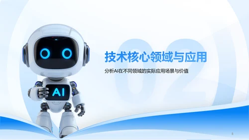 蓝色3D风AI人工智能趋势汇报PPT模板