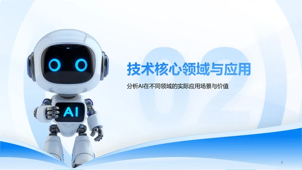 蓝色3D风AI人工智能趋势汇报PPT模板