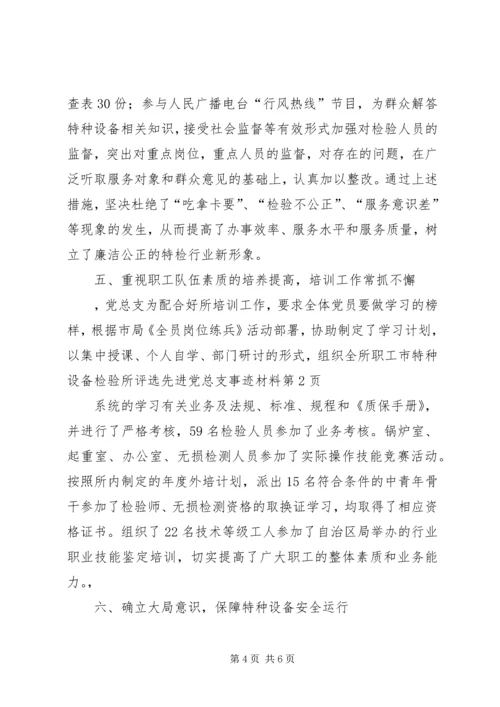 市特种设备检验所评选先进党总支事迹材料.docx