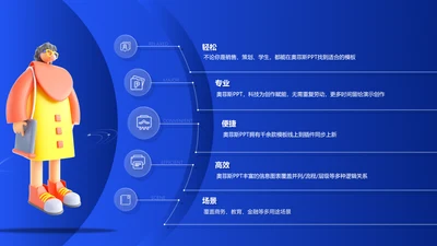 蓝色商务风并列关系5项PPT单页