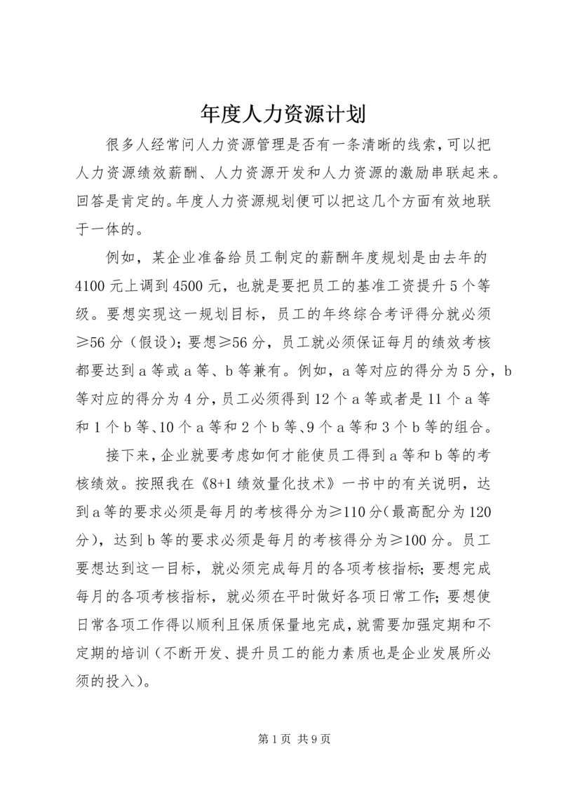 年度人力资源计划.docx