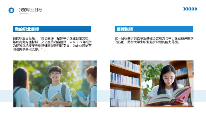 英语专业大学生职业生涯发展展示PPT模版