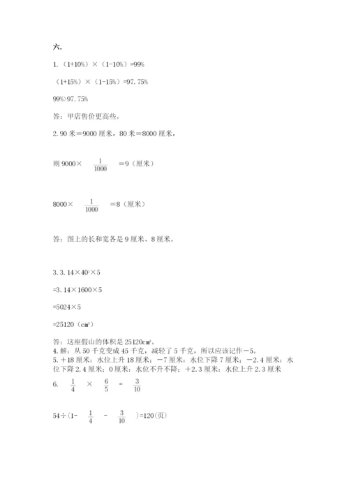 小学六年级数学摸底考试题及答案（名校卷）.docx