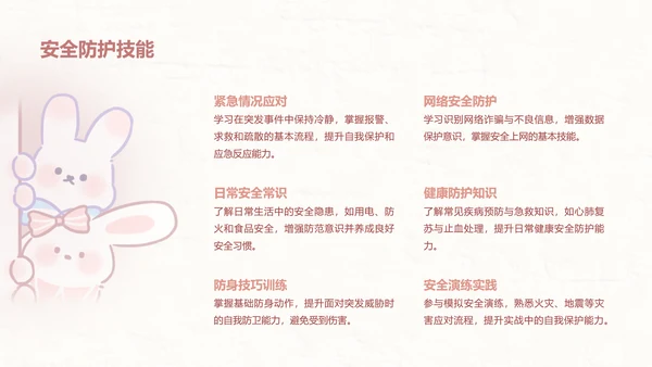 兔崽子红色卡通风安全主题班会