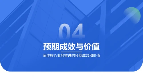 蓝色3D风核心业务推进报告PPT模板