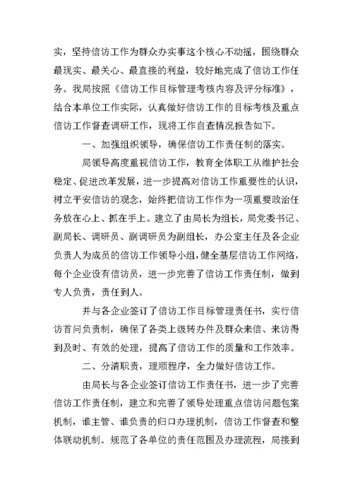 信访工作自查报告XX
