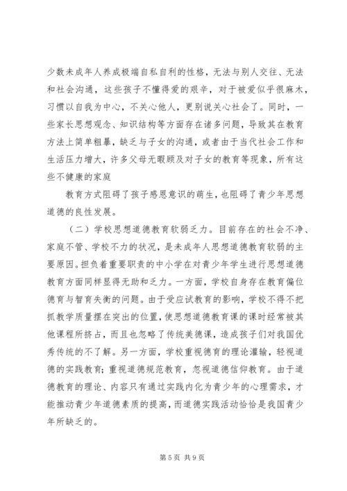 关于青少年加强思想道德教育思考.docx