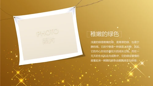 金色星光璀璨生日快乐纪念册电子相册动态PPT模板