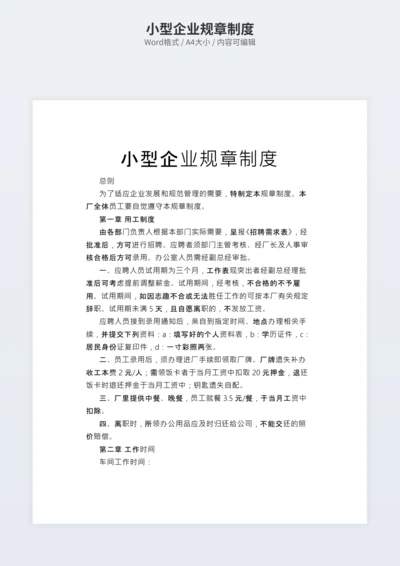 小型企业规章制度