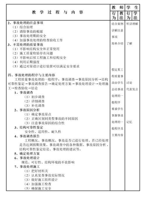 建筑工程质量事故分析与处理(教案).docx