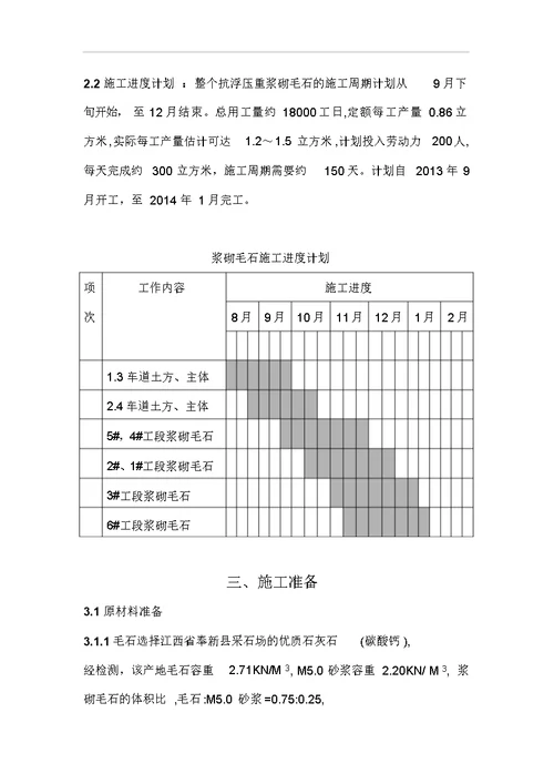 浆砌毛石施工组织设计