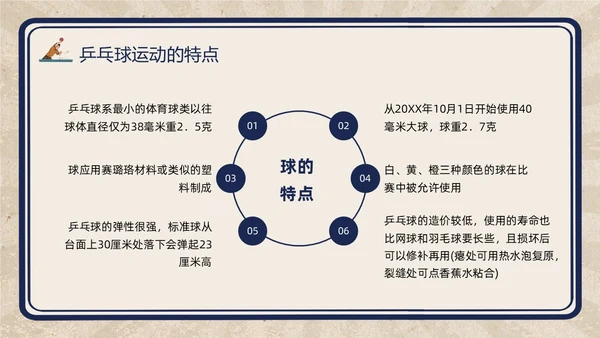 复古插画小学体育PPT课件乒乓球运动的起源与发展PPT模板
