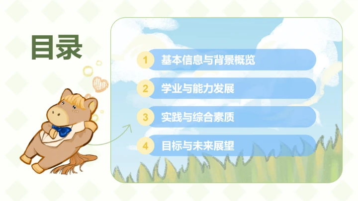 小马绿色可爱风大学生自我介绍