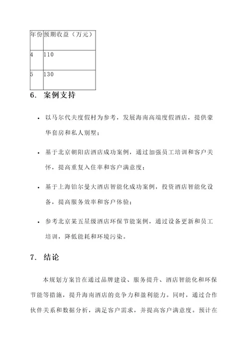 海南酒店后续规划方案