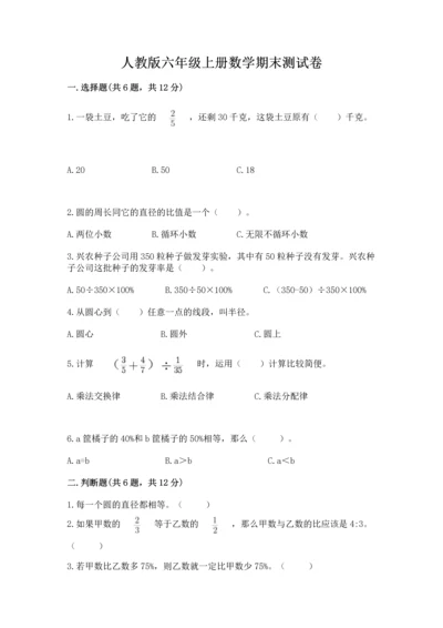 人教版六年级上册数学期末测试卷精品【达标题】.docx