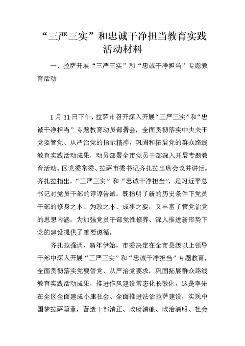 “三严三实”和忠诚干净担当教育实践活动材料
