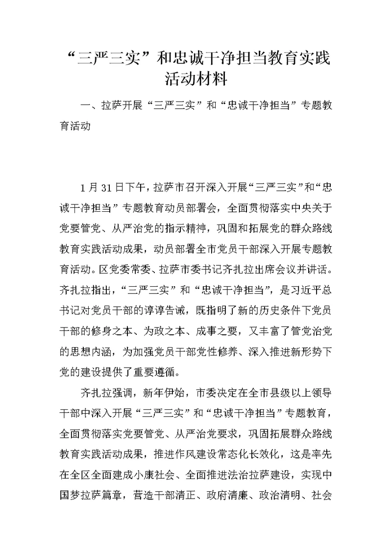 “三严三实”和忠诚干净担当教育实践活动材料