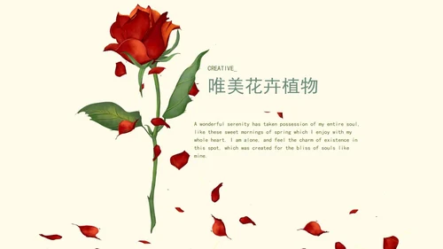 红色玫瑰唯美花卉ppt模板