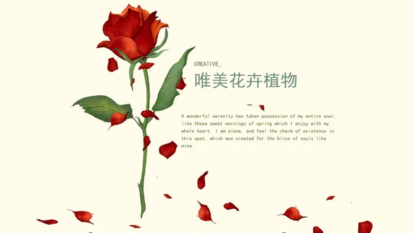 红色玫瑰唯美花卉ppt模板