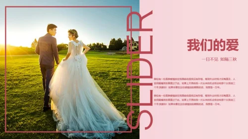 我们结婚啦浪漫婚礼520粉色婚礼相册通用PPT模板