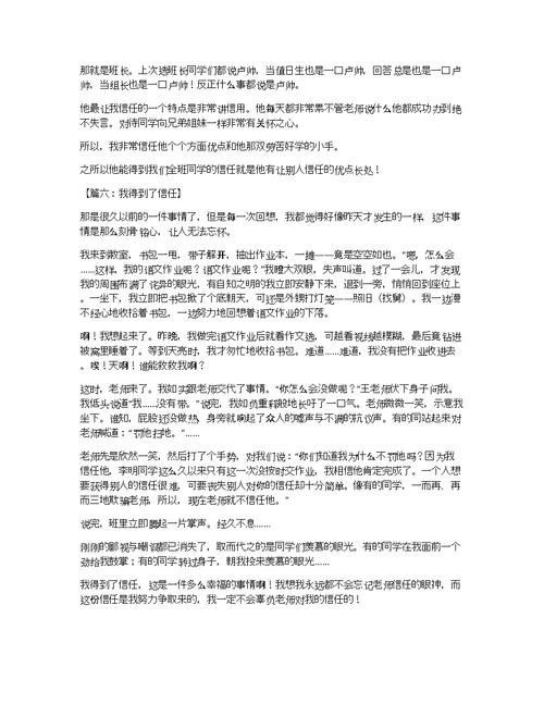 我获得了信任作文八则