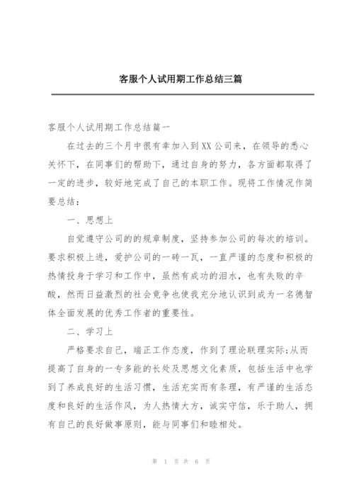客服个人试用期工作总结三篇.docx