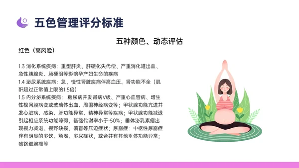 紫色简约卡通插画高危妊娠五色管理PPT课件