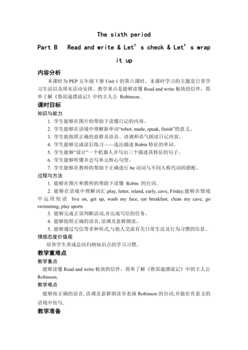 Unit 1 Lesson 6 Part B Read and write ＆ Let's chec