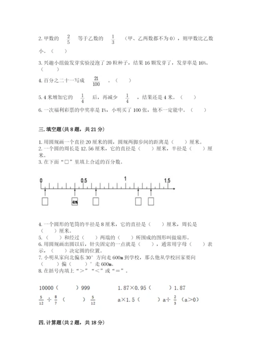 小学数学六年级上册期末测试卷【中心小学】.docx