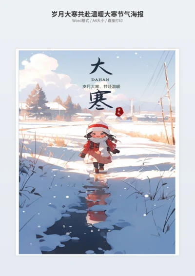 岁月大寒共赴温暖大寒节气海报