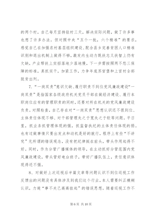 巡视整改专题民主生活会发言提纲.docx