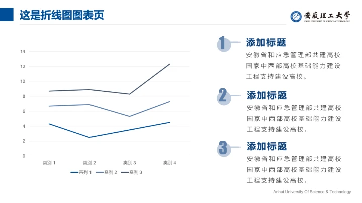 蓝色简约安徽理工大学专属学术汇报毕业答辩通用PPT模板