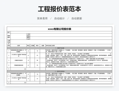 工程报价表范本