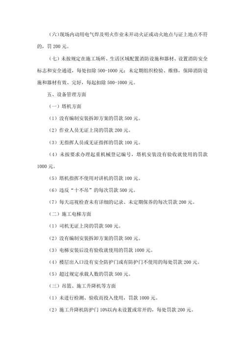 施工现场安全管理处罚细则