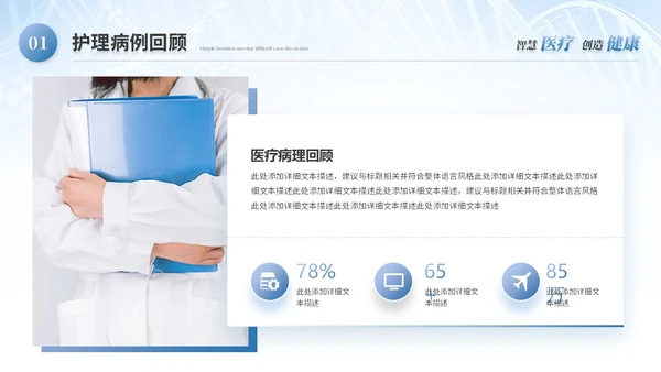 简约医院实拍医疗医学医药护理病例讨论护士报告PPT模板