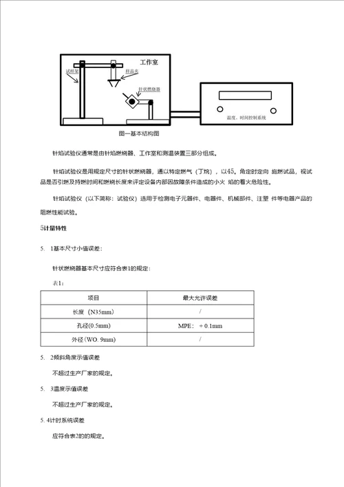 1、针焰试验仪校准规范征求意见稿