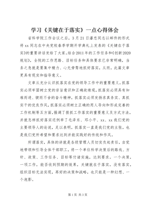 学习《关键在于落实》一点心得体会 (2).docx